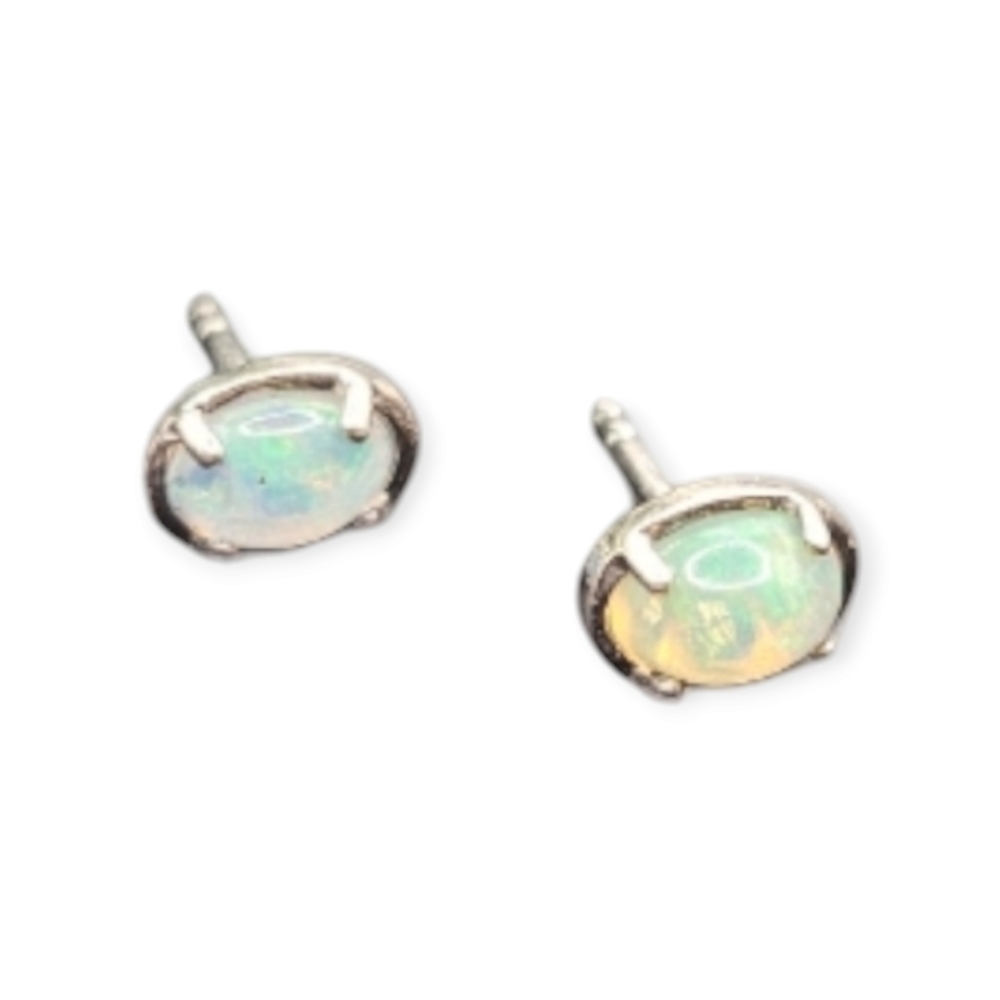 Opal Solitaire Stud Earrings